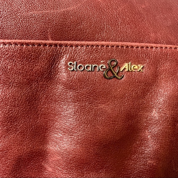 Sloane & Alex Women Red Leather Crossbody Bag with Dust Bag - Picture 6 of 7